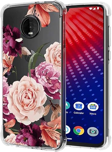 Funda para Moto Z4, para Moto Z4 Play con flores, delgada a prueba de golpes, transparente, patrón floral, suave, flexible, TPU trasero, funda