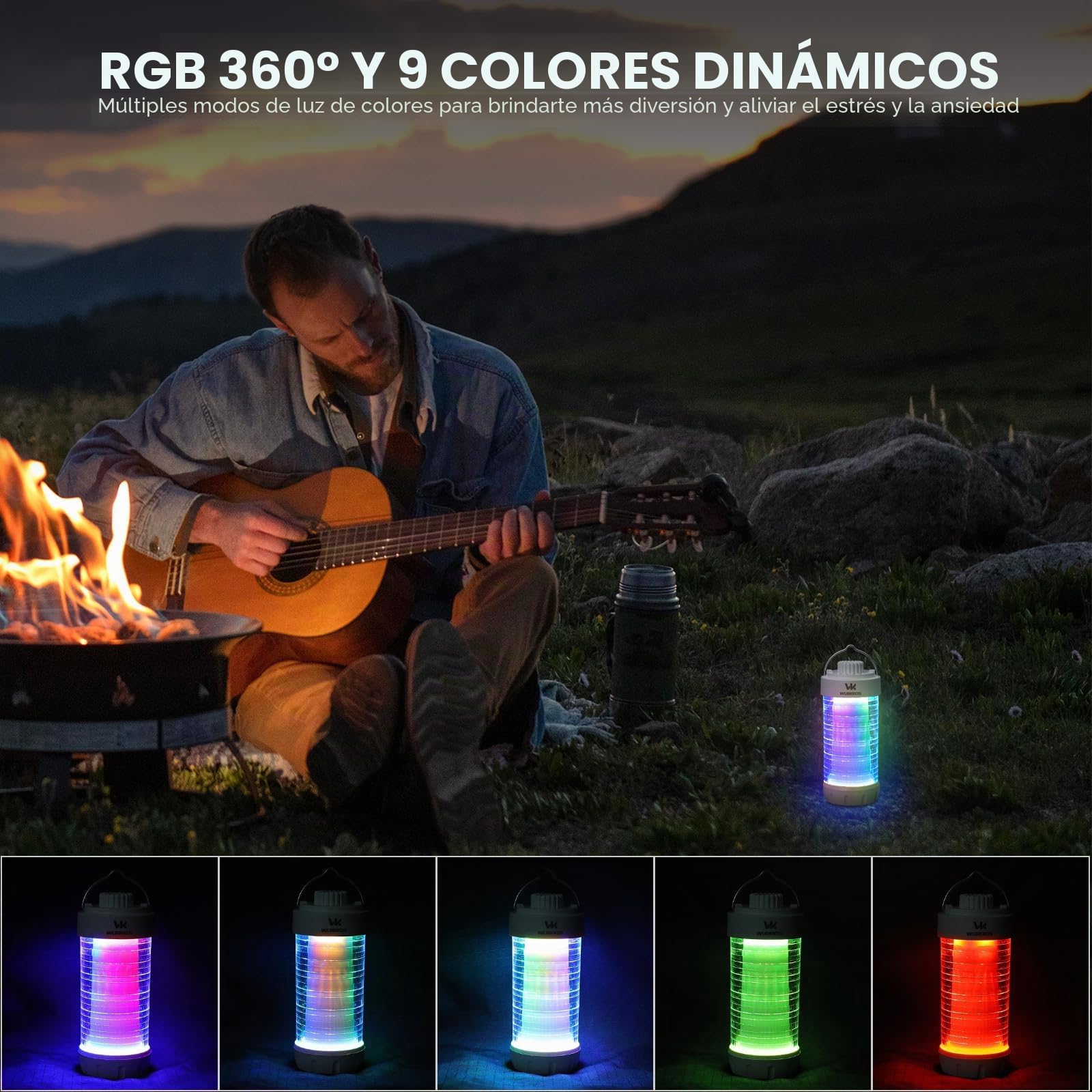 Wurkkos CL01 - Farolillo LED exterior, 550 lúmenes, batería externa 5000 mAh, recargable, luz de camping con imán, hasta 300 horas