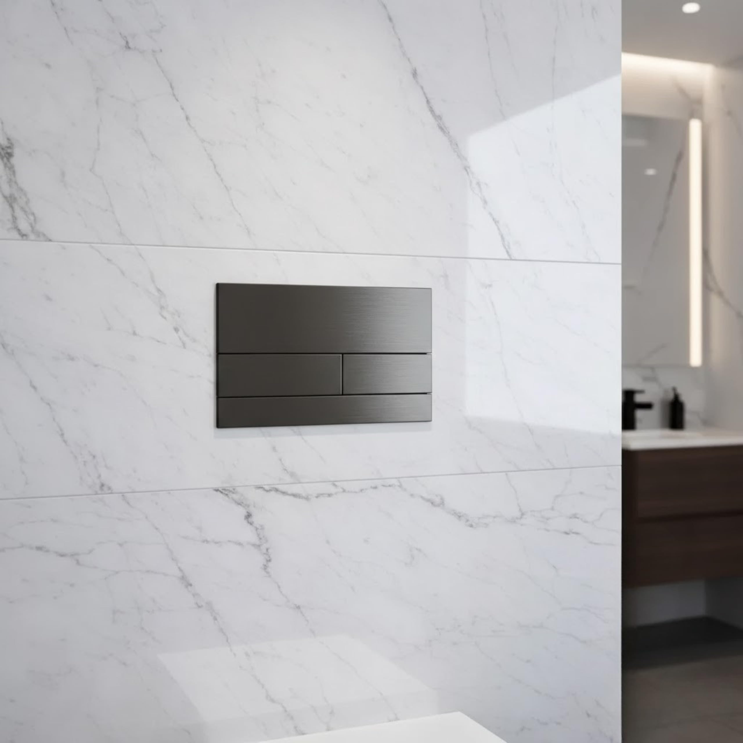 Placa de Accionamiento para WC Gun Metal para Cisterna Empotrada Doble Descarga - Pulsador Inodoro de Pared - Diseño Moderno para Ahorro de Agua - Botón de Descarga