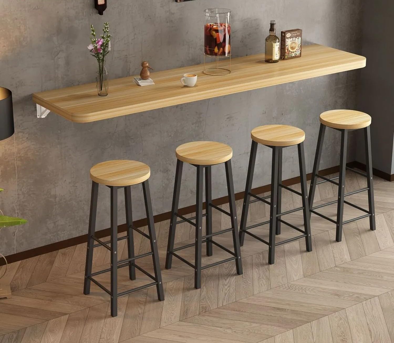 GDMDPTE Wall Mounted Coffee Table - Space-Saving Folding Table for Kitchen & Balcony Strong Load-Bearing Capacity Small Breakfast Bar 100×40CM
