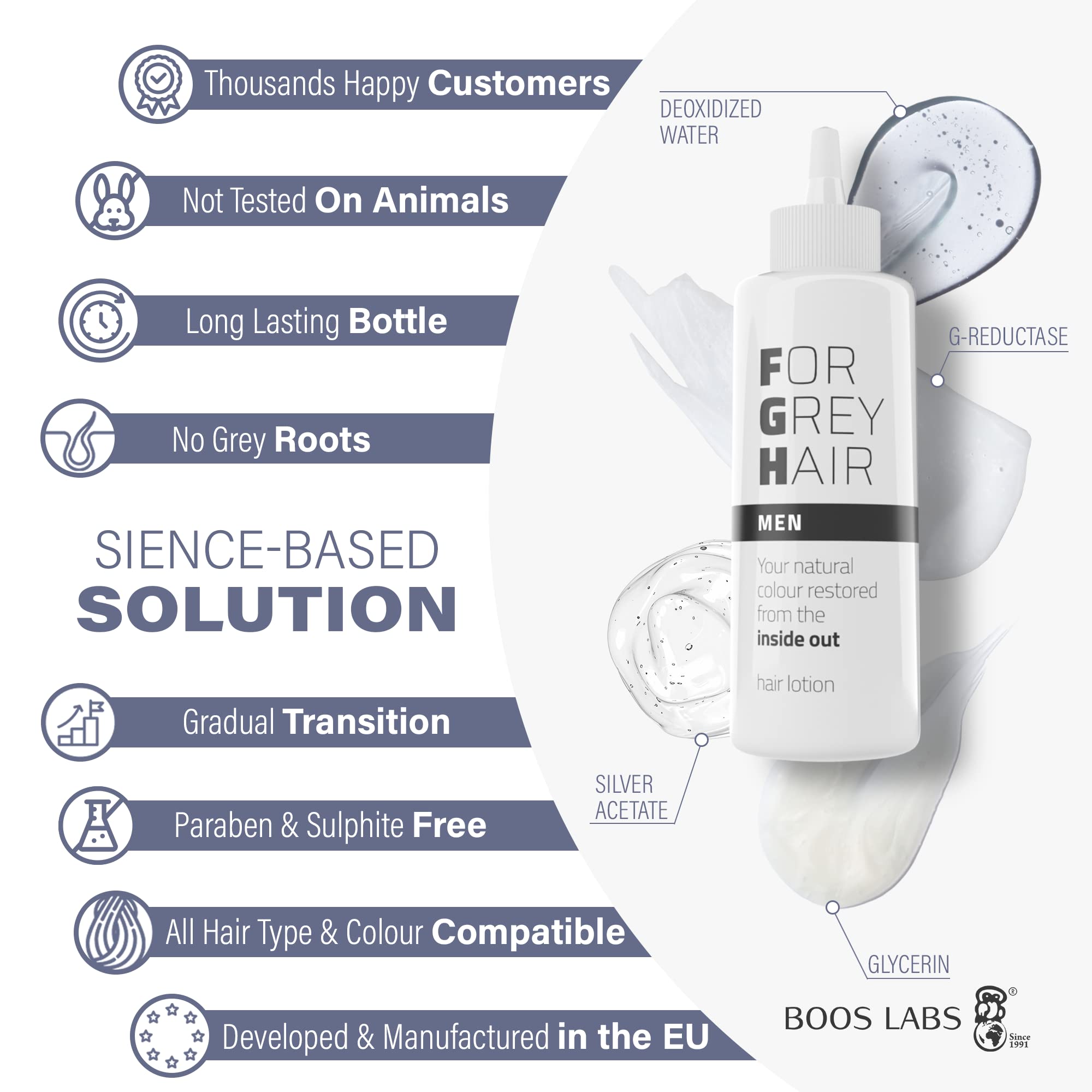 For Grey Hair for Men Against Grey Hair, Healthy Alternative to Hair Dye, Hair Root Touch Up, Enzymatic Hair Product