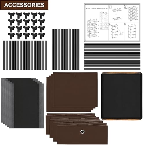 Miniatura 6 de HAITRAL Cómoda de almacenamiento de tela, organizador de ropa con cajón, unidad organizadora de almacenamiento de 4 cajones para armario, armario de