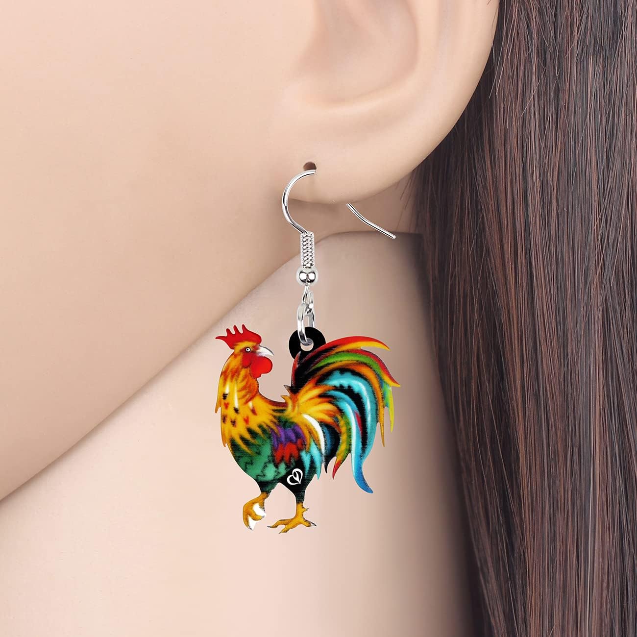 Acrylic Drop Rooster Chicken Earrings Funny Design Lovely Gift For Women By The Bonsny - Image 2