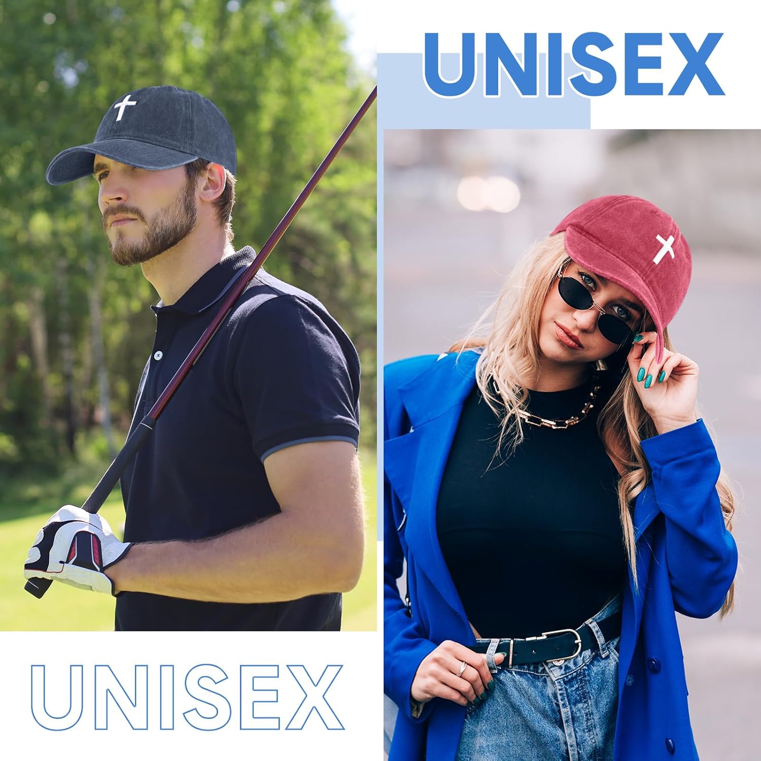 5 pcs Christian Hats Jesus Faith Cross Hat for Men Women Vintage Washed Plain Baseball Cap