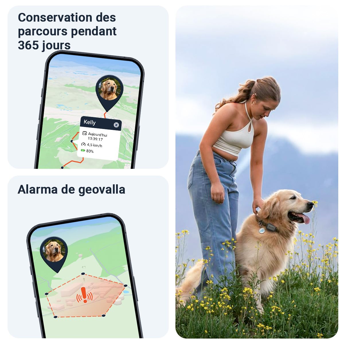 PAJ Traceur GPS 4G Mini + LED pour Petits Chiens, INCL. 3 Mois | Alerte anti-fugue - Suivi en temps réel - 100% étanche - Compatible tous colliers/harnais - Batterie jusqu'à 10 jours