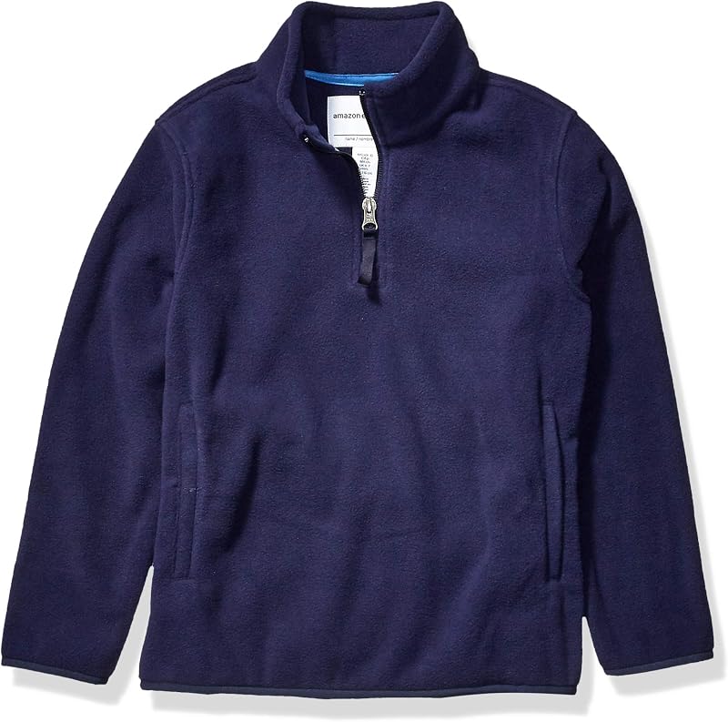campera de cuello redondo con cremallera Polar Fleece de peso medio para niño y niño pequeño, manga larga