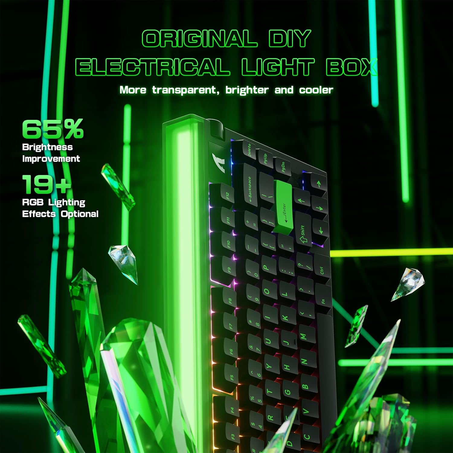 ATTACK SHARK R85 HE Wired 75% Rapid Trigger Mechanical RGB Gaming Keyboard with Custom Lightbox,8KHz Polling Rate,0.005mm RT Accuracy,0.08MS Latency,Hall Effect,Magnetic Switch,Driver for PC-Green