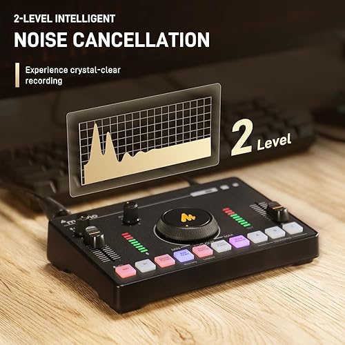 Miniatura 5 de MAONO Mezclador de audio para transmisión, interfaz de audio con preamplificador profesional, Bluetooth, batería incorporada, alimentación fantasma