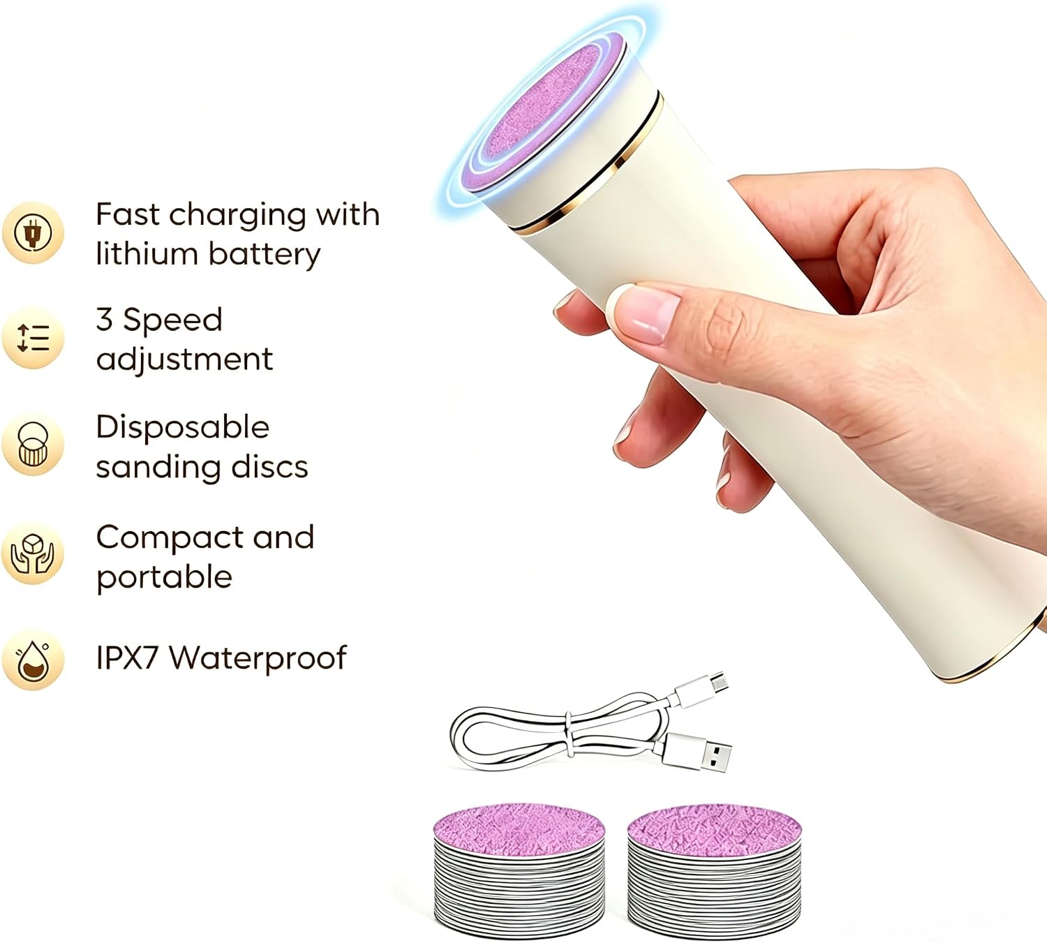 Electric Callus Remover for Feet, Rechargeable Foot File Dry Skin | 2000mAh Battery, IPX7 Waterproof, 20 Diamond Rollers, Heel Scraper for Cracked Heels Home Pedicure