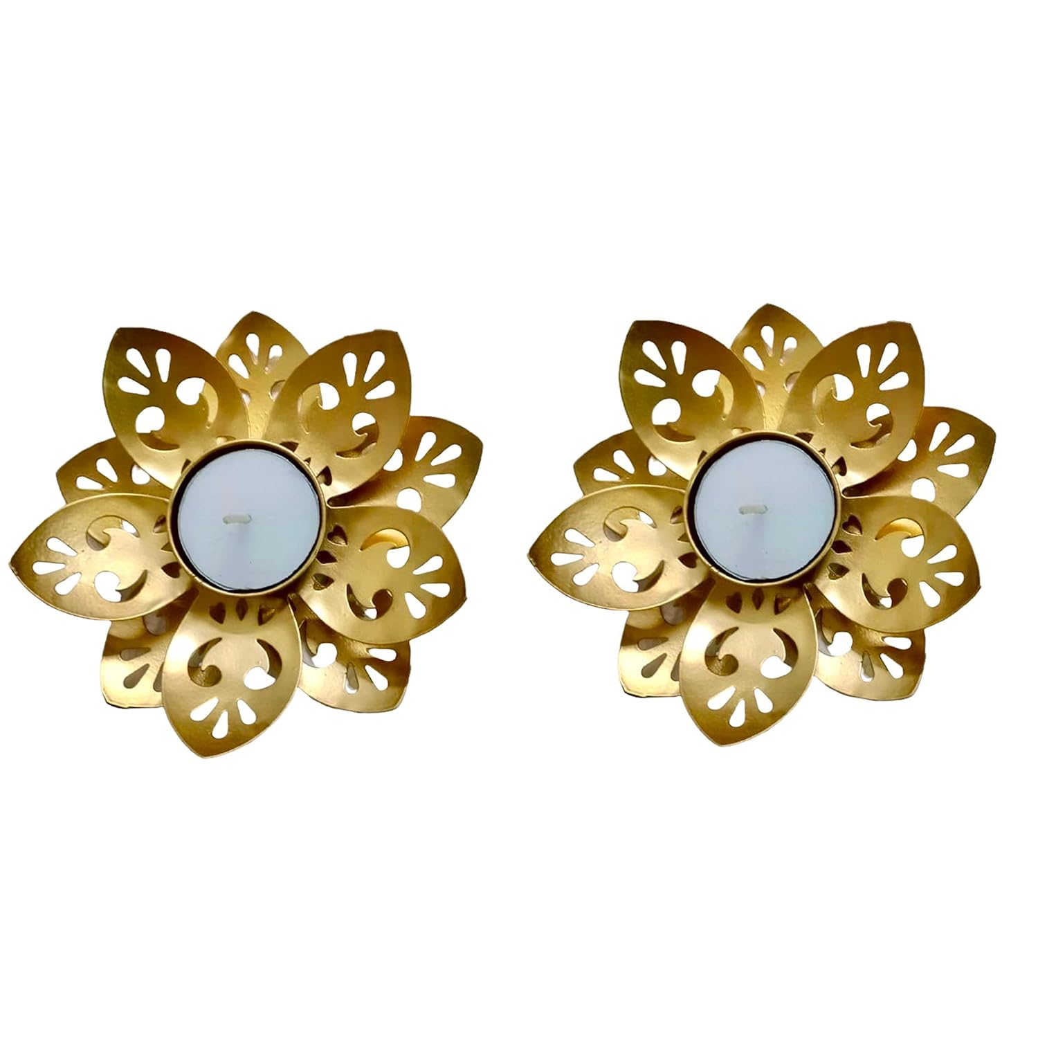 Buy Brass Gallery Beautiful Handcrafted Iron Flower Shape Tealight