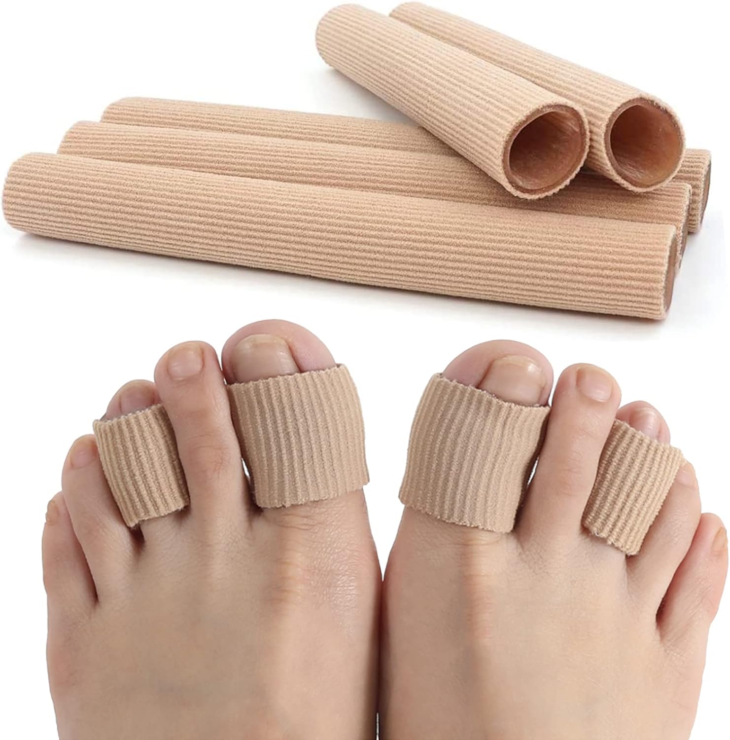 Cuttable Toe Tubes Sleeves 5 Pack, Made of Elastic Fabric