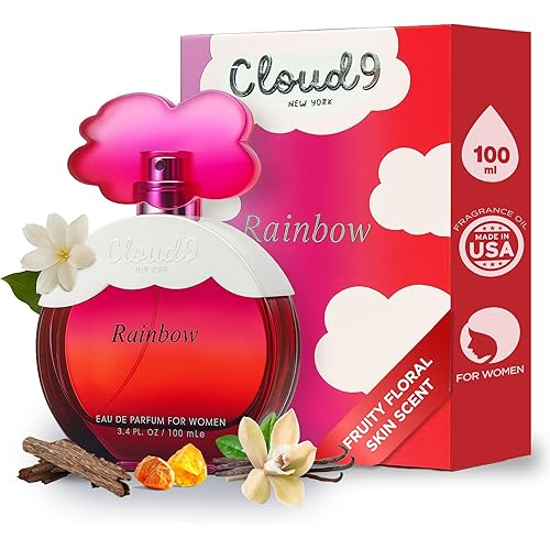 Cloud 9 Rainbow Eau de Parfum for Women 3.4 fl oz – Premium Long-Lasting Fragrance Perfume Juicy Orange, Mandarin, Cherry, Rose, Vanilla & Amber – Daily Wear & Special Occasions – Ideal Gift for Her