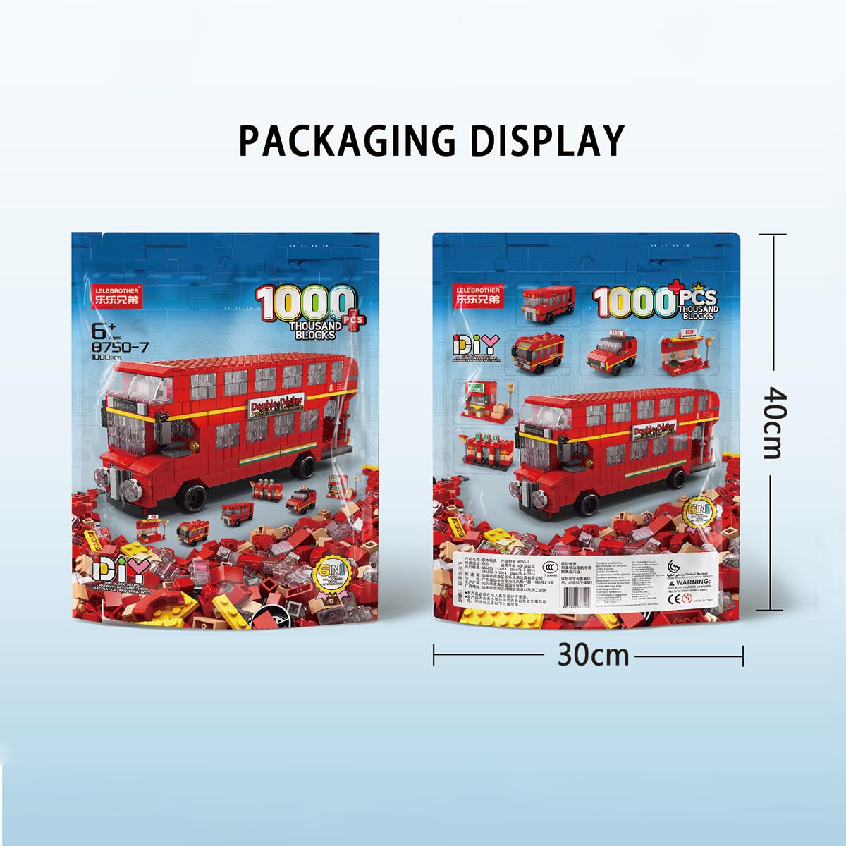 Assembled red block-built ticket booth and another small building structure.
