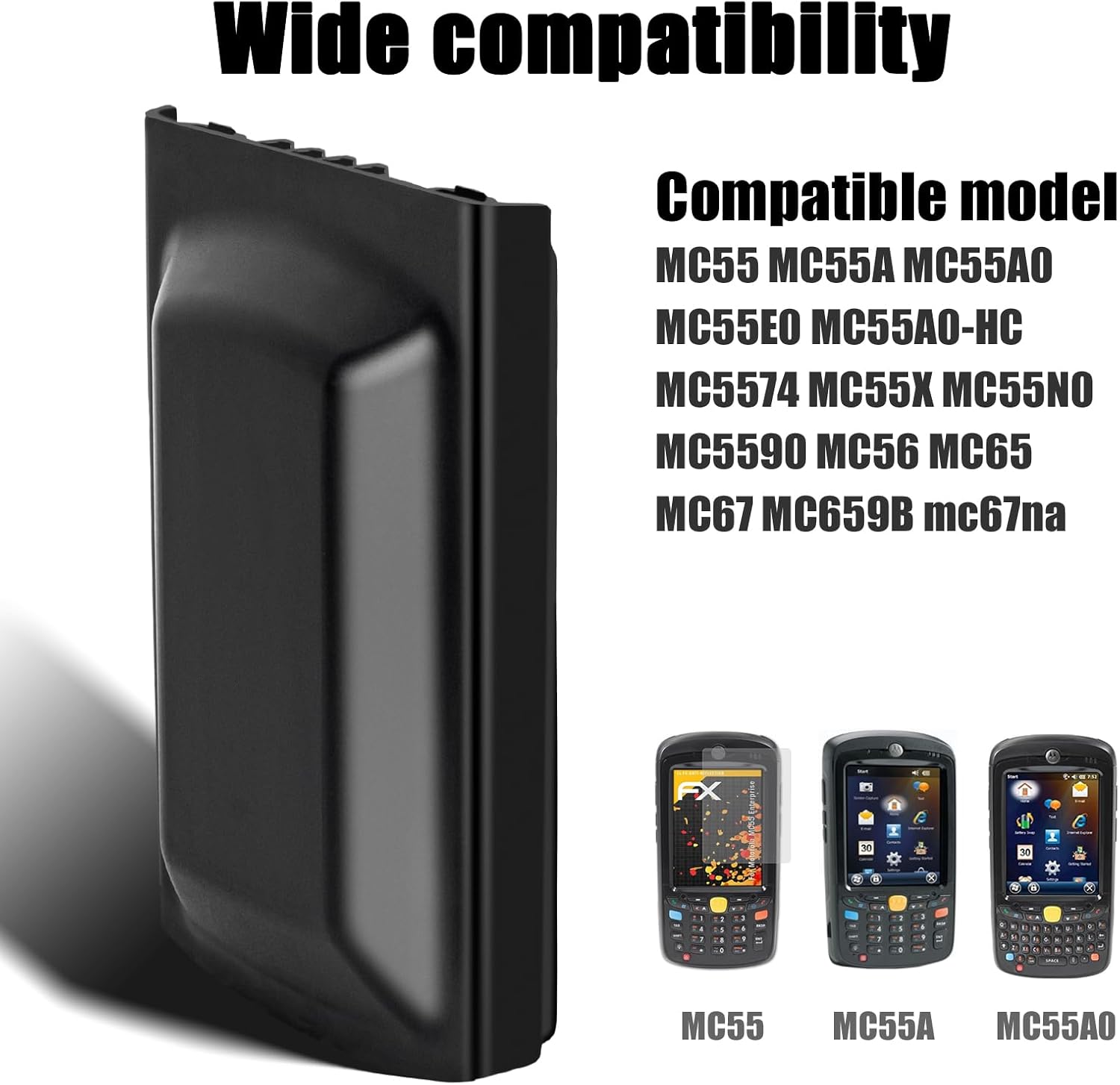 MC55 Scanner Battery Replacement for Zebra/Symbol/Motorola MC55 MC67 MC55A0 MC55X MC56 MC65 MC55A0-HC MC55N0 MC5590 MC659B MC67na 82-111094-01 BTRY-MC55EAB02 400384-217 BarCode Scanner 3600mAh