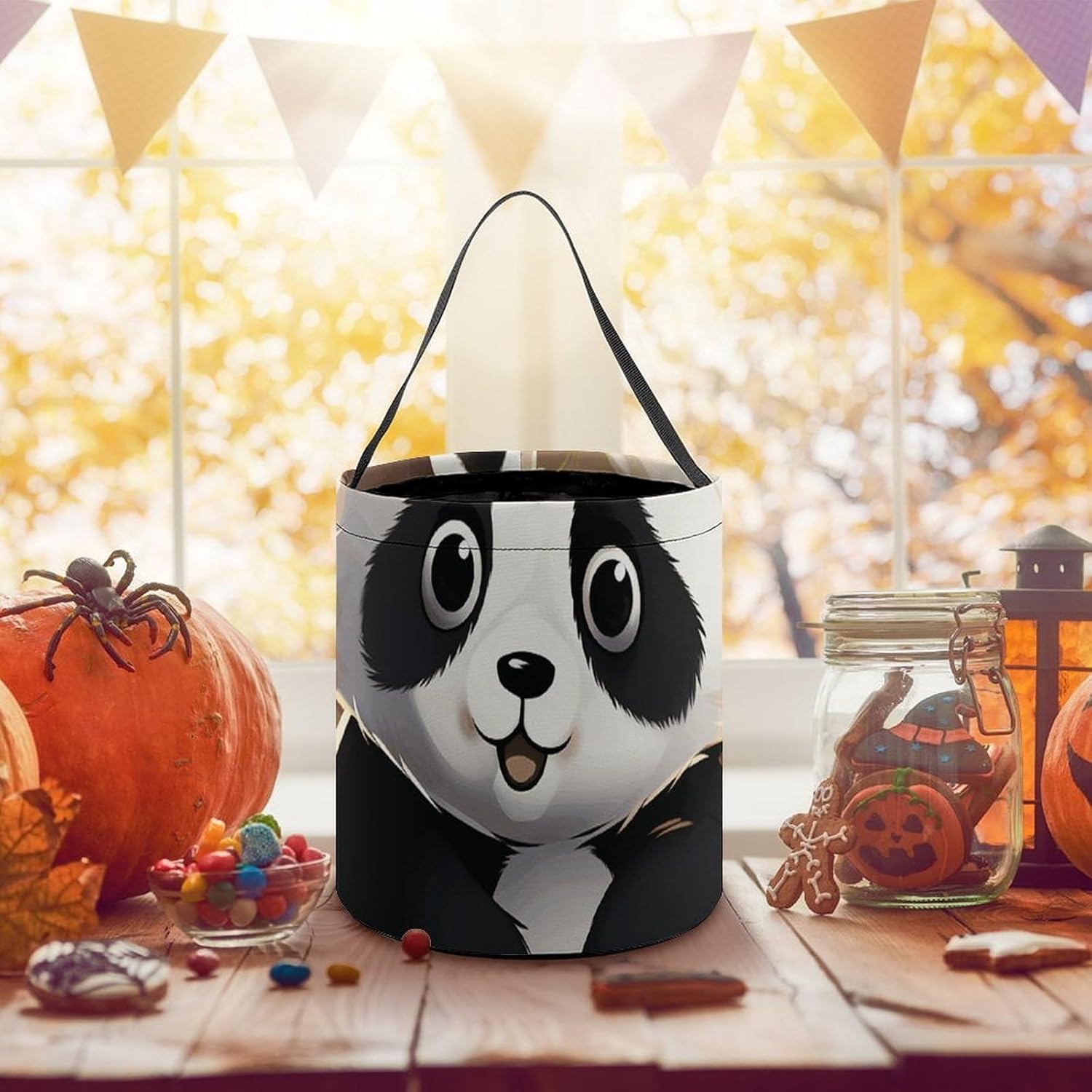 Reusable Cute Panda Animal Halloween Candy Bucket with Handle image 5