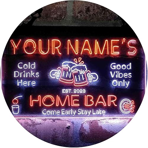 Miniatura 30 de ADVPRO Letrero de neón LED de un solo color personalizado con tu nombre para bar casero de cerveza con año de establecimiento 16 x 12 pulgadas