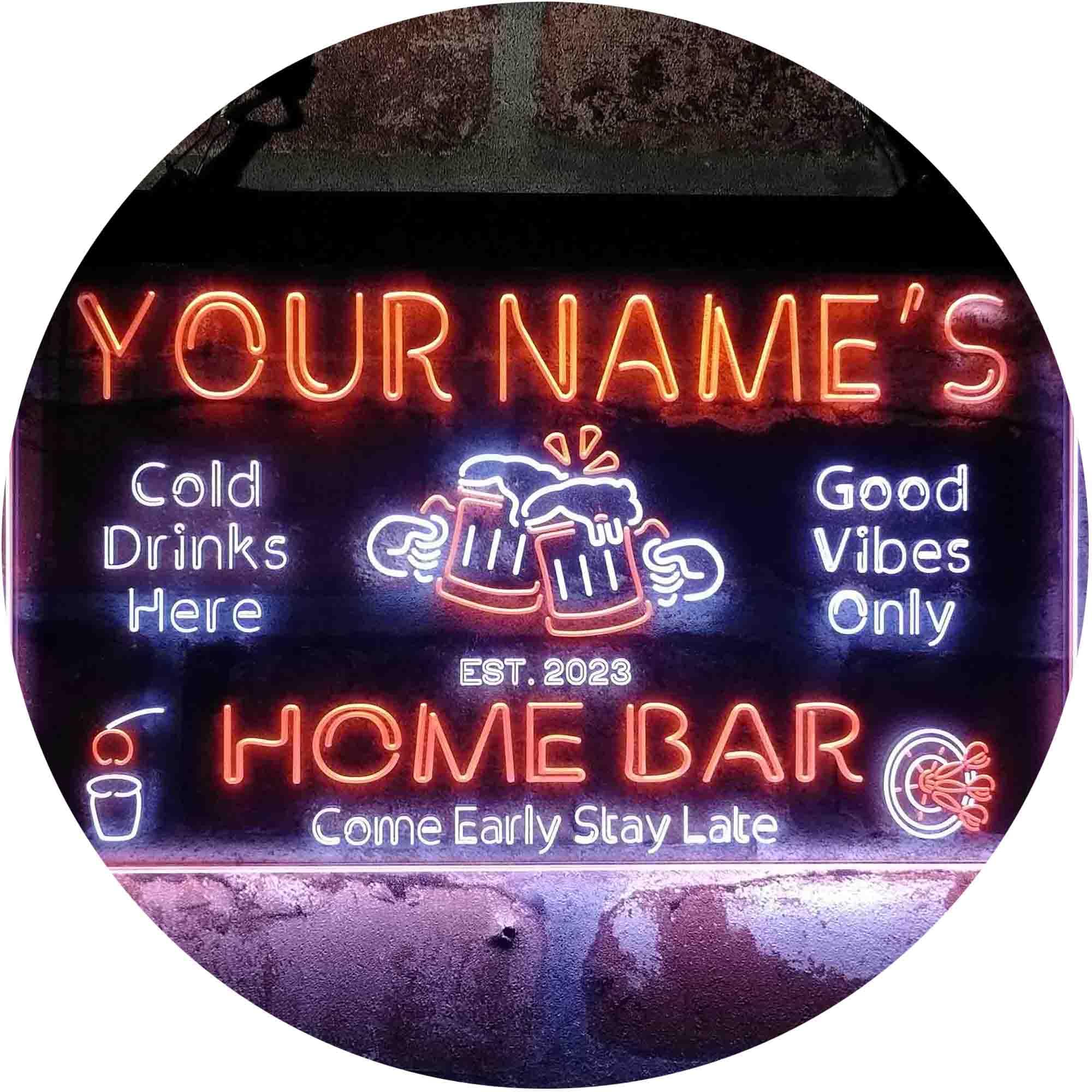 ADVPRO Personalized Your Name Custom Home Bar Beer Established Year Dual Color LED Neon Sign White & Orange 600mm x 400mm st6s64-p1-tm-wo — image 1
