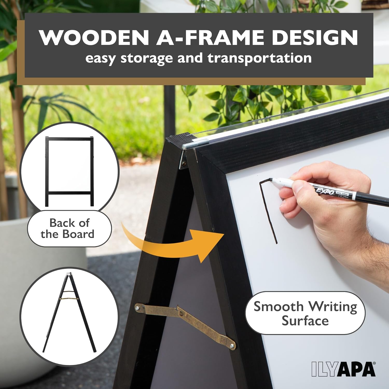 Ilyapa Board - Large Portable Prize Drop Game for Events and Trade Show - 21 x 30 Inch Double Sided - Wooden A-Frame Whiteboard Sign, Eraser