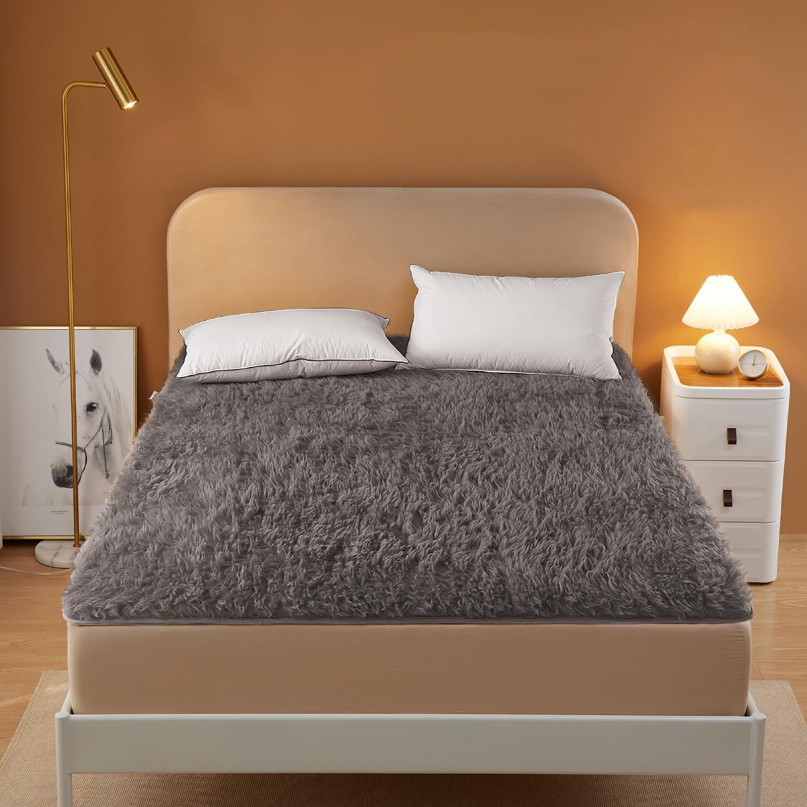Surmatelas en laine polaire épais avec sangles pour un lit douillet
