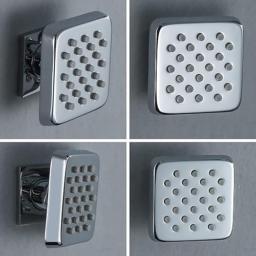 Miniatura 28 de Juego de ducha de latón con chorro de masaje cuadrado, de la marca RANDOM, de níquel cepillado, cromado, bronce aceitado y oro cepillado. C-Negro