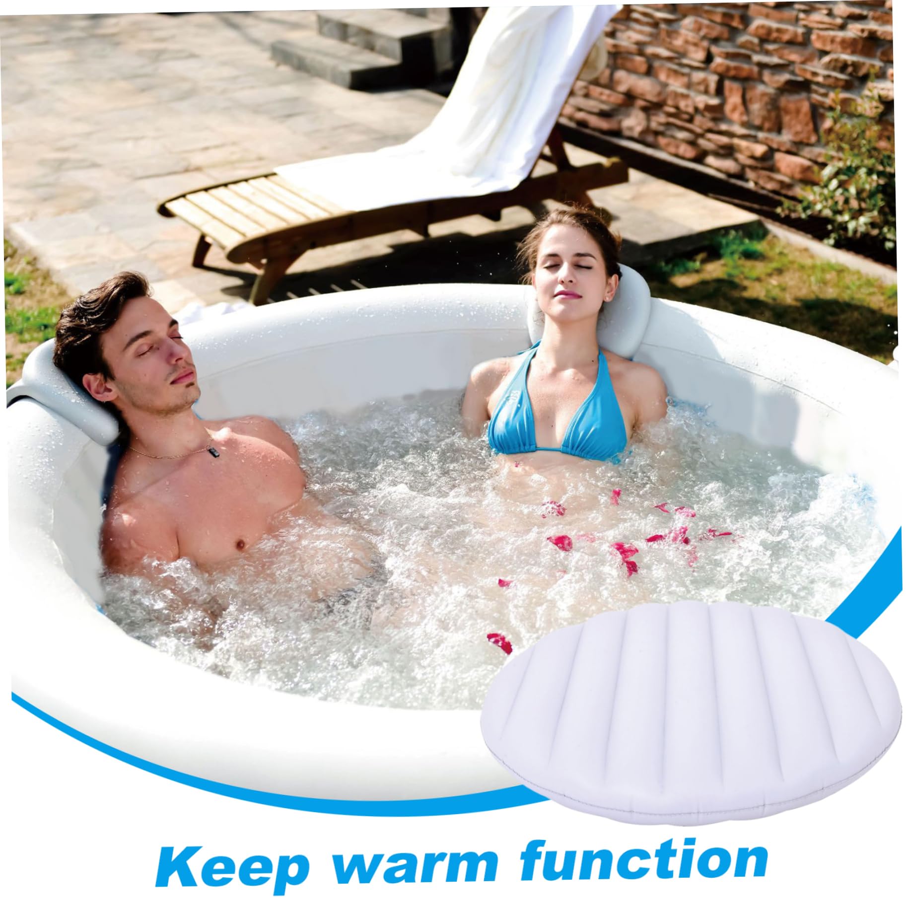 Couverture de Spa Gonflable de 49 Pouces, Couverture Spa isolée Coupe-Vent et résistante à la Pluie pour, Baignoire, économie d'énergie Ronde, Accessoires
