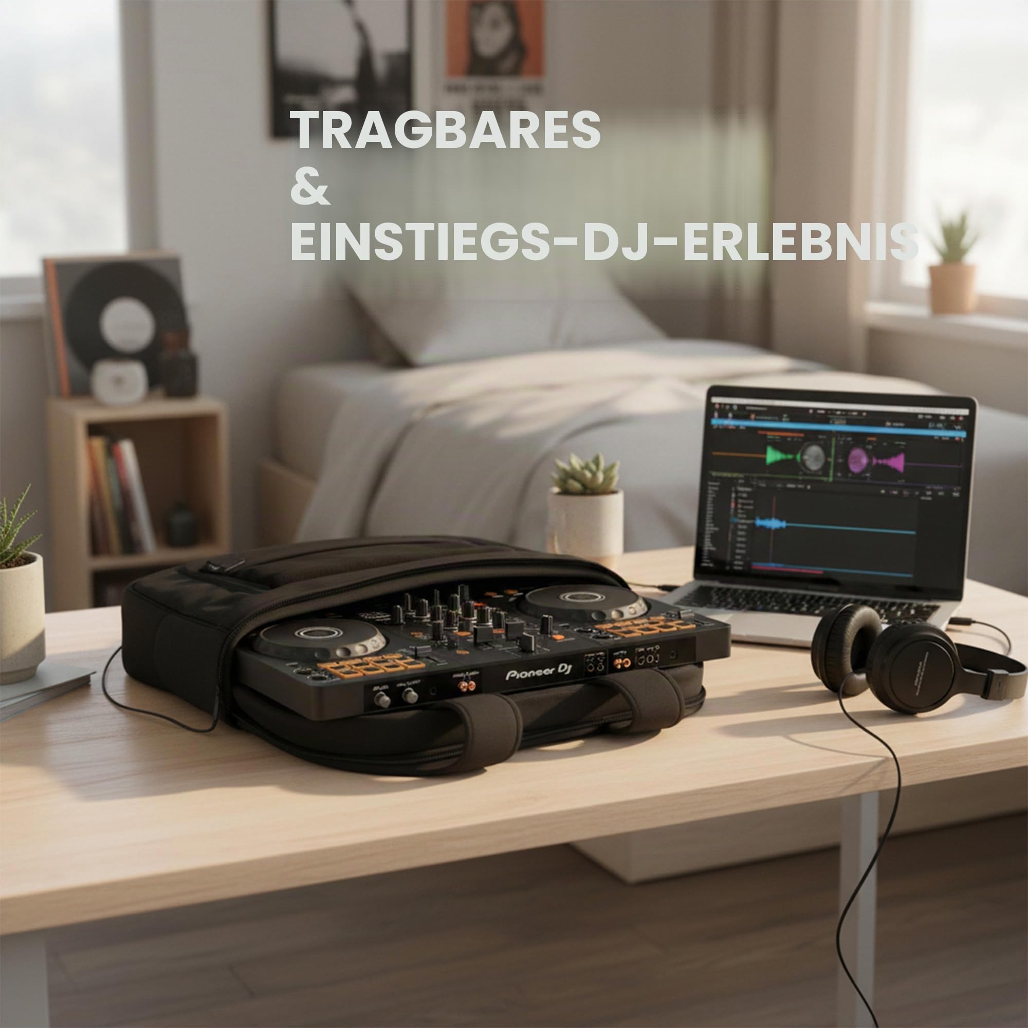 Pioneer DJ DDJ-FLX4 2-K-DJ-Controller – Schwarz Bundle mit Tragetasche und Austin Bazaar Poliertuch