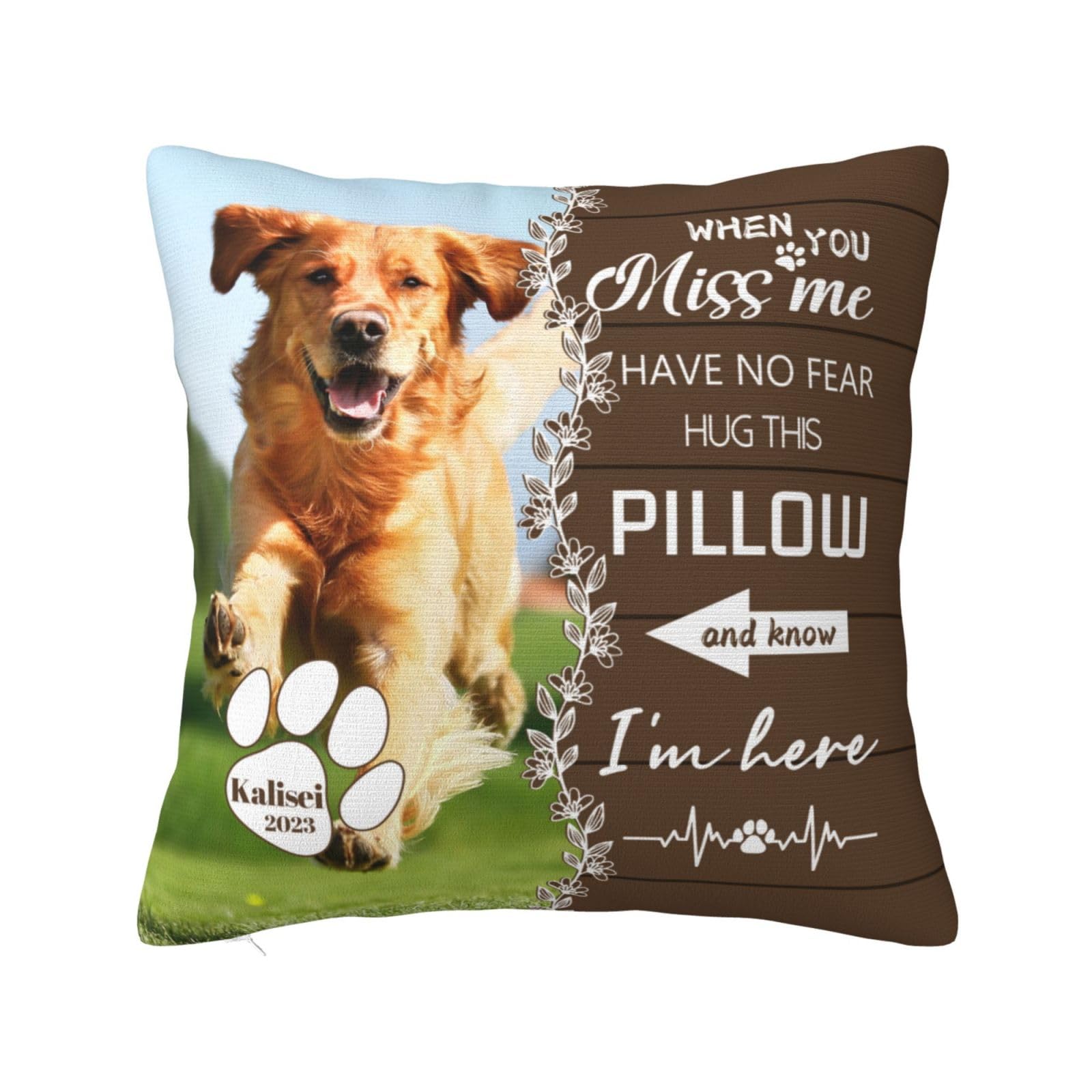 ALICESER Personalized Pet Memorial Throw Pillow, Loss of Dog Sympathy Gift, Custom Cat & Dog Pillowcase with Photo Text, Pet Loss Gifts Sympathy Gift for Pet Owners Parents (Style 4)