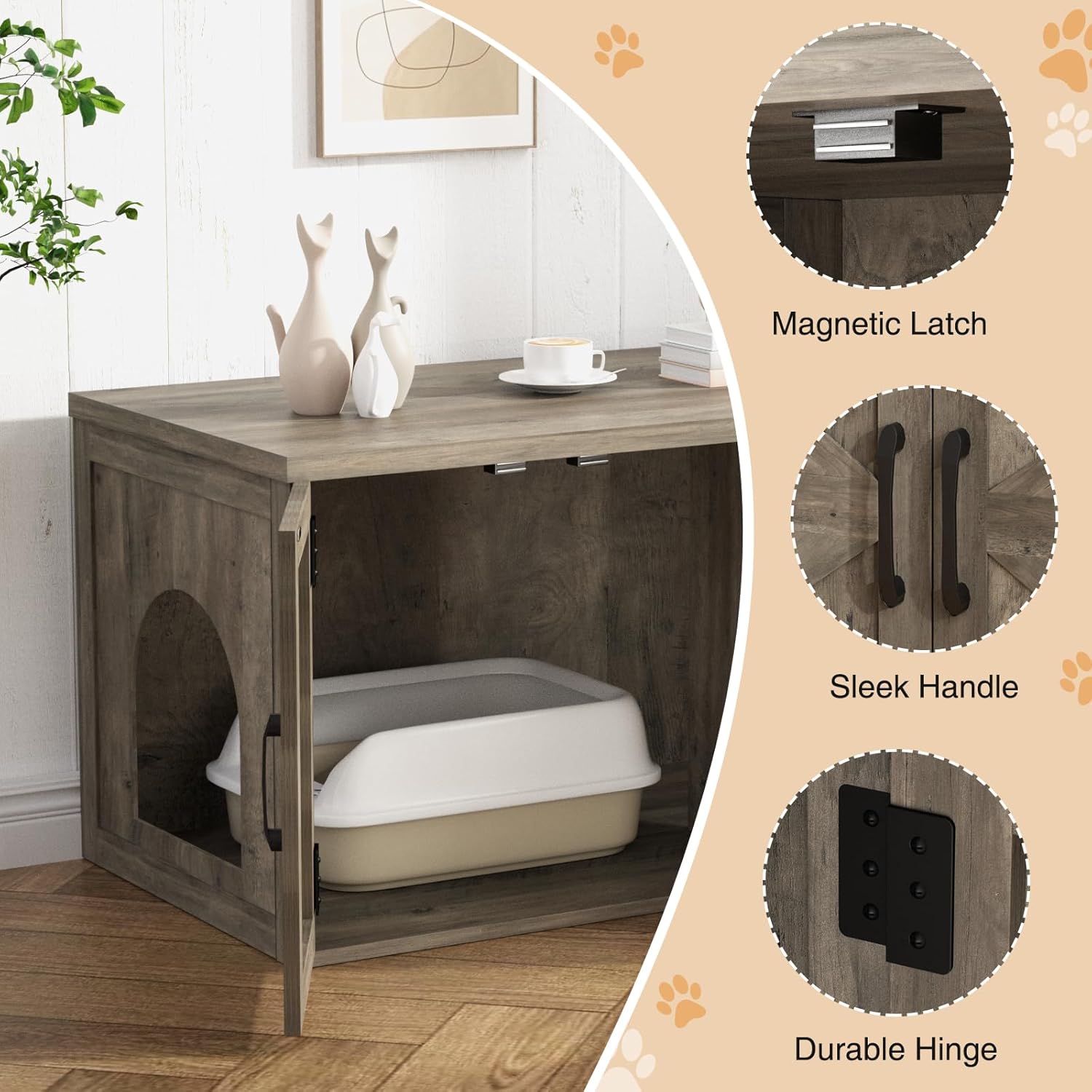 Diagram showing the dimensions of the Halitaa Litter Box Enclosure