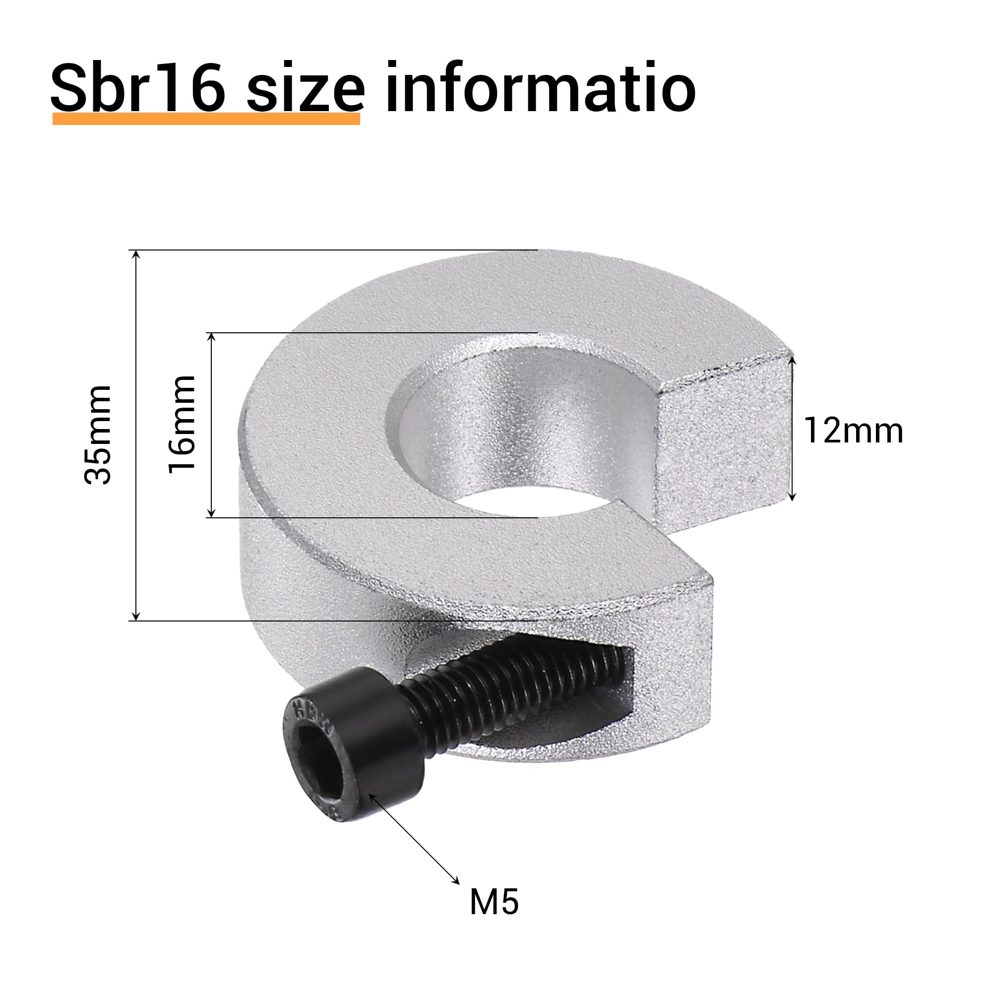 YIMITEECO SBR16, collare albero bloccaggio a stendino solido, 4 pezzi. Linea mora con vite regolazione, stampa 3D fai-da-te (4er pacchetto).
