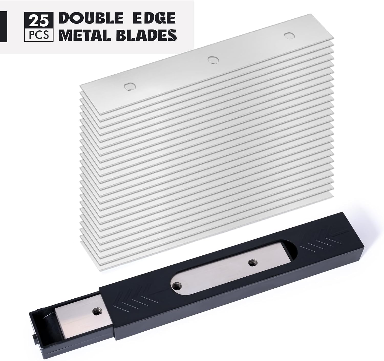 FOSHIO 2 Pack 6" Putty Knife Razor Blade Scraper Tool with Extra 25PCS Double Edge Metal Blades for Cleaning Paint, Caulk, Adhesive, Label, Decal, Sticker from Window, Glass, Tile, Floor, Stove Top