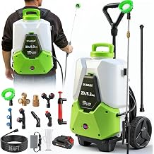 5.2 Gallon Battery Powered Backpack Sprayer with Wheeled Cart, 0-120 PSI Adjustable Pressure, 16.4FT Hose, 8 Nozzles, Compatible with Makita 18V Battery for Lawn Garden Yard Weeding Cleaning