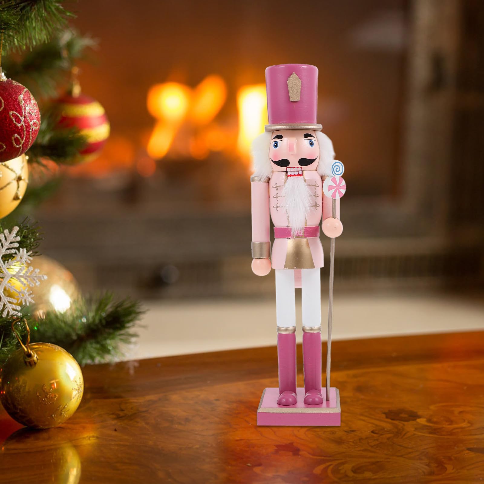 FRCOLOR Weihnachtsdekoration Nussknacker Figur Holz 38cm Bunte Malerei Deko für Innen Festliche Saison