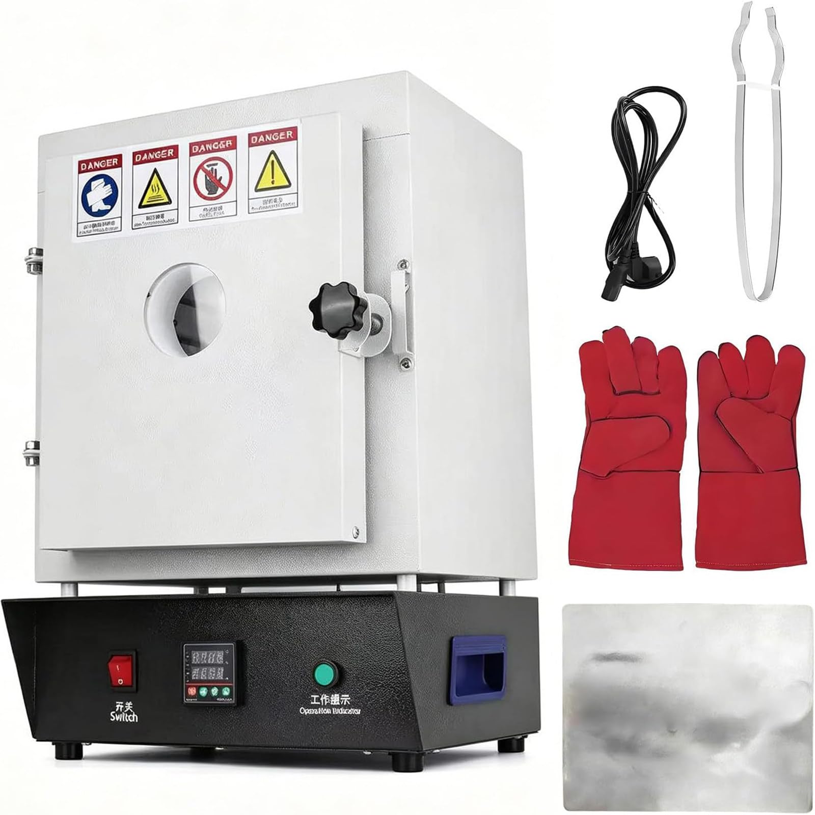 JozyJul 1500W Electric Kiln for Jewelry Making,1150℃ Muffle Furnace, Temperature Control Pottery Kiln, Heat Treat Oven for Jewelry Making, Metal Casting, Pottery Glazing and DIY Projects