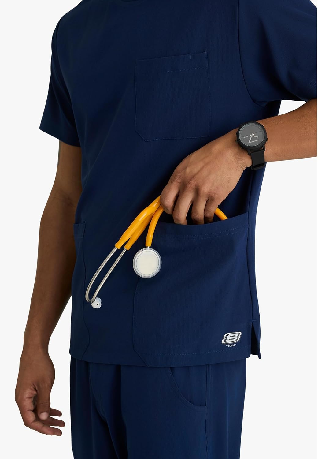 Skechers Vitality by BARCO Crew Scrub Top for Men - Crossover V-Neck Medical Top, Sustainable Fabric Men's Scrub Top - Image 2