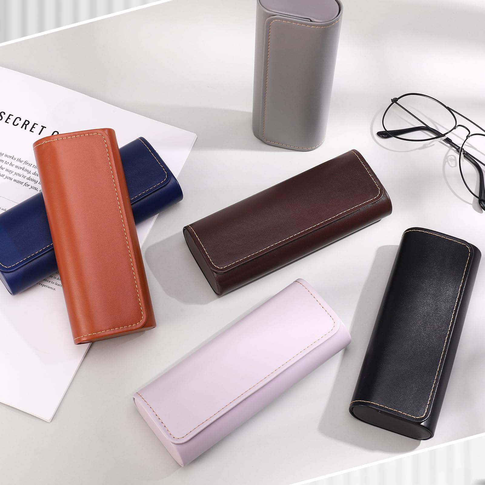 Paquete de 6 fundas para gafas, funda rígida para gafas, funda ligera y portátil para gafas de sol, funda para gafas de sol con paño de limpieza