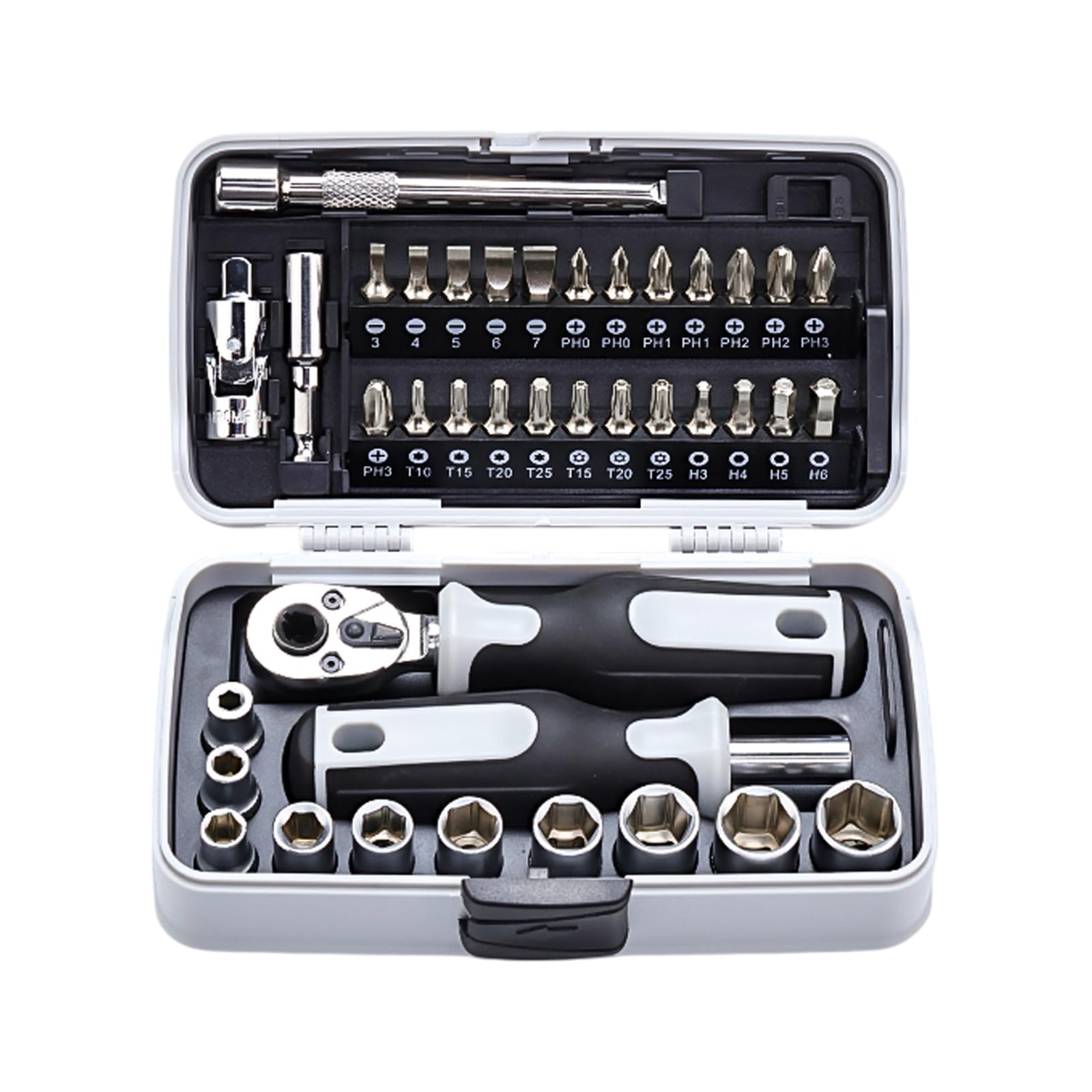 Zbiianxer Multipurpose Ratcheting Wrench Screwdriver Set In Portable Storage Box For Professional Home Garage And Workshops Repair Handle Tool Screwdriver Set