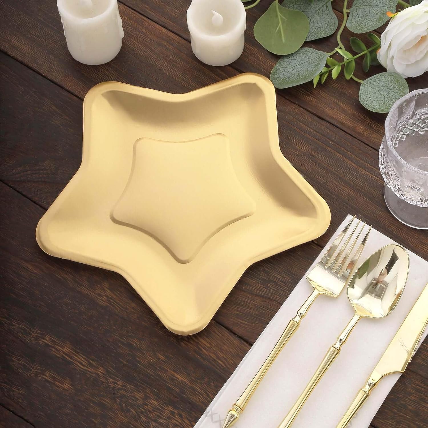 Amazon.com: Efavormart 25 Pack Matte Gold Star Shaped Paper Dinner ...