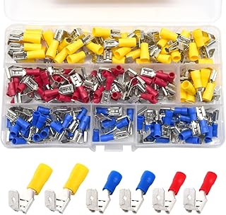 Hocansen 150 Pieces Piggyback Spade Connector 22-16/16-14/12-10 AWG Double Spade Insulated Crimp Terminal Electrical Wire Connectors (Colour/PJ)