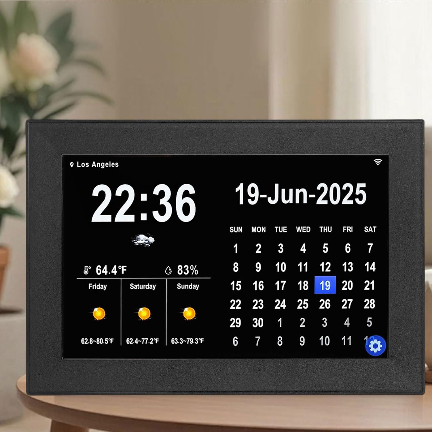 Close-up view of the Naroote 10.1 Inch Digital Smart Calendar display