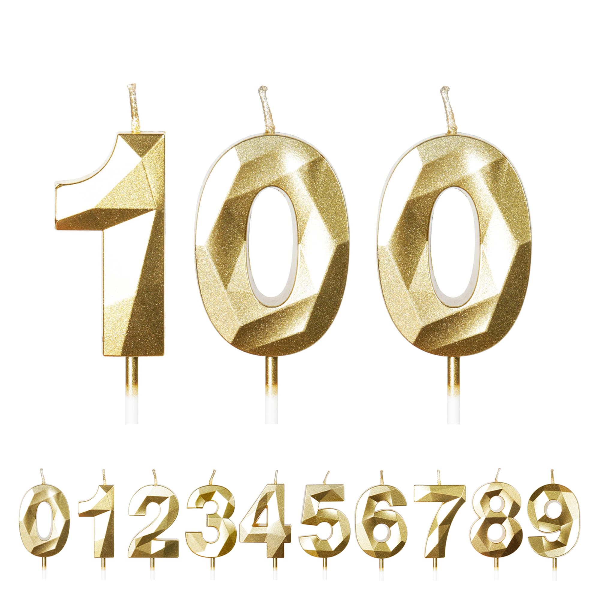 Fuzvol Gold Birthday Cake Candles, Number 100 Candle,Cake Topper Decorations