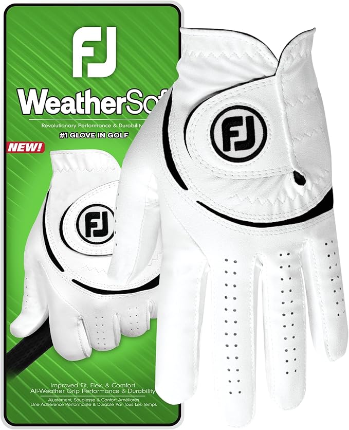 FootJoy Men's WeatherSof Golf Glove, White, Medium/Large, Worn on Left Hand