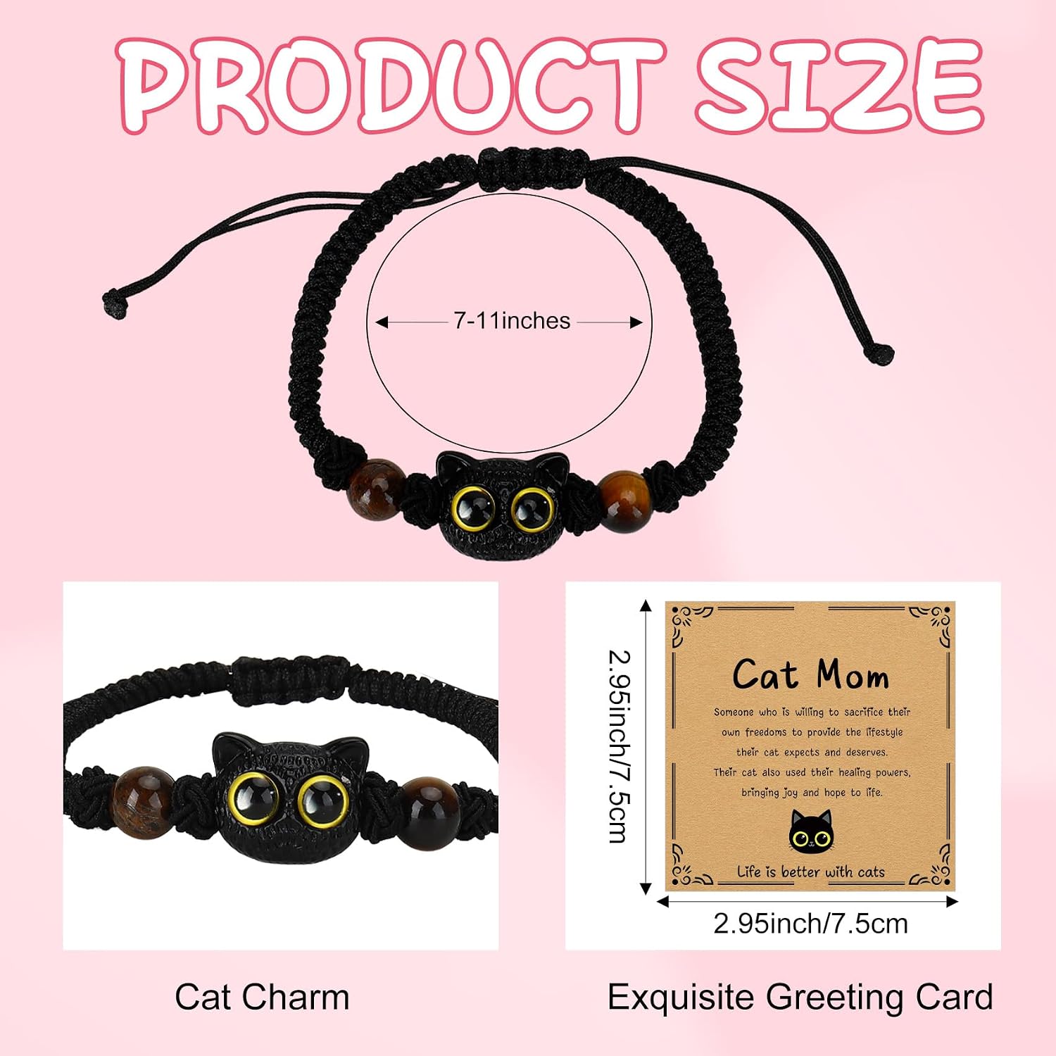 Aelciyue Cat Mom Gifts for Mothers Day Cats Lovers Birthday Xmas Present Natural Stone Bracelets for Women Cat Themed Gifts
