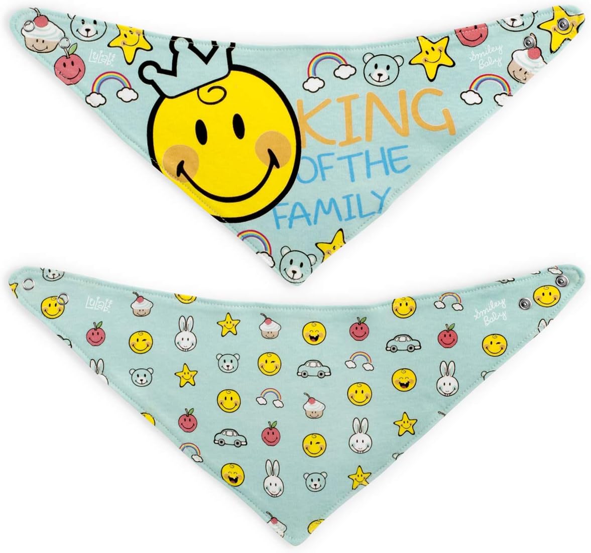 Lulabi Smiley Boy Set 2 Bibs, Cotton