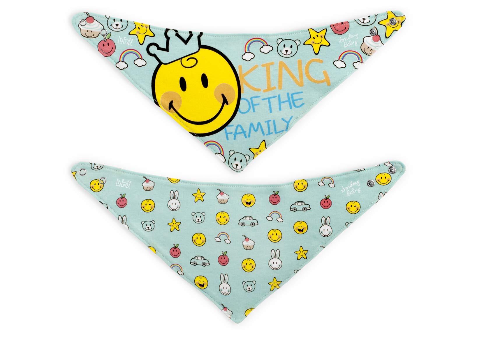 Lulabi Smiley Boy Set 2 Bibs, Cotton