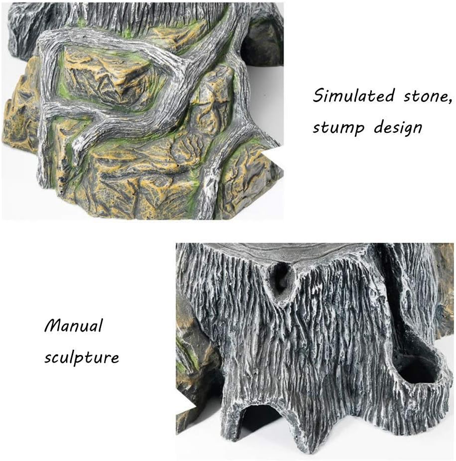 Reptile Hideout, Reptile Cave Box Habitat Corner Decor Lizard Snake Turtle Hideouts Reptile Box Accessories Ornaments (21.5 * 13 * 7cm)