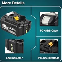 Bonadget 18V 5500mAh Akkumulátor Makita Szerszámgépekhez - 2db LED Kijelzős Csereakku BL1860B BL1850B BL1840 BL1830 Kompatibilis Modellekhez 5