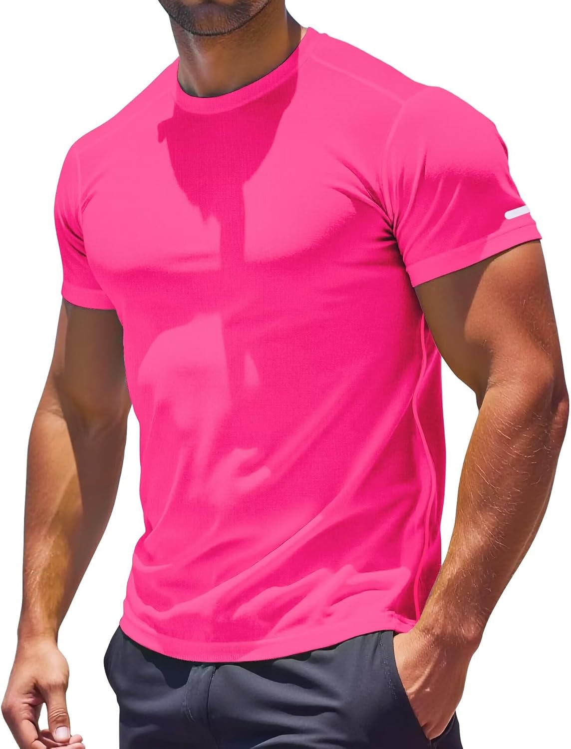 Workout Shirts Men Moisture Wicking T-Shirt Quick Dry Running Short Sleeve Gym Performance Active Tee Athletic Fit