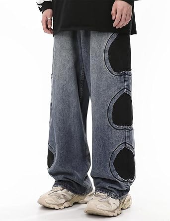 Men's Baggy Jeans Y2k Wide Leg Denim Jeans Hip Hop Skater Skateboard Pants Straight Leg Jeans