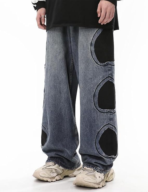 Men's Baggy Jeans Y2k Wide Leg Denim Jeans Hip Hop Skater Skateboard Pants Straight Leg Jeans