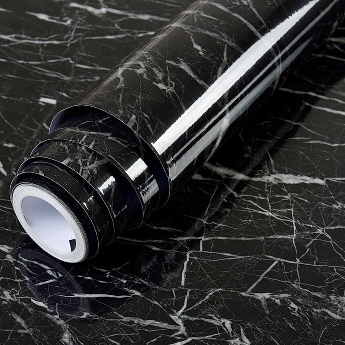 Self Adhesive Oil Water Proof Vinyl Wall Papers Sticker Wallpaper Sheet Marble Stickers foil Paper for Bathroom Fridge Slab Floor Furniture Counter top Cabinet Room Home Kitchen (Black Marble) (B0BBS9H3XP) Amazon Price History, Amazon Price Tracker